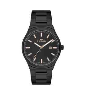 Ferro Quartz Çelik Siyah 43 mm Erkek Kol Saati