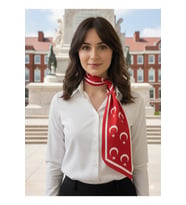 Ayyıldız Desenli Türk Bayraklı Kravat / Eşarp / Fular