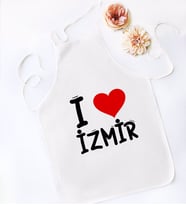 BK Gift I Love İzmir Tasarımlı Beyaz Mutfak Önlüğü - Model 1