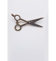 Markazit Taşlı Bronz Makas Broş