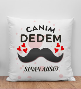BK Gift Kişiye Özel Canım Dedem Tasarımlı Beyaz Kırlent Yastık, Ev Hediyesi, Doğum Günü Hediyesi