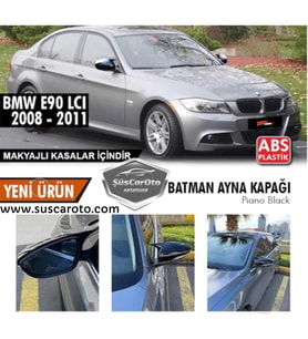 BMW E90 LCİ Makyajlı Kasa 2008-2011 3 Serisi Batman Yarasa Ayna Kapağı Piano Black ABS Plastik