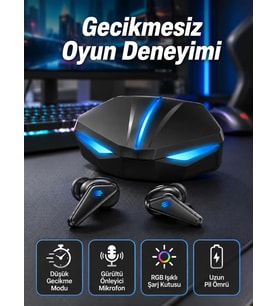 Bluetooth Kulaklık Oyuncu Kulaklığı RGB Işıklı Oyunlarda Düşük Gecikme