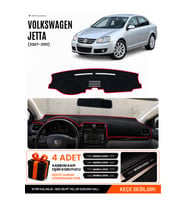 VOLKSWAGEN JETTA (2007-2011) Uyumlu Torpido Örtüsü Torpido Kılıfı - Siyah Kırmızı
