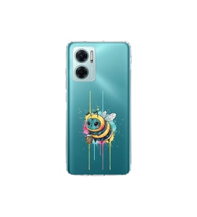 Redmi Note 11E ile uyumlu Splash arı tasarımlı şeffaf silikon kılıf