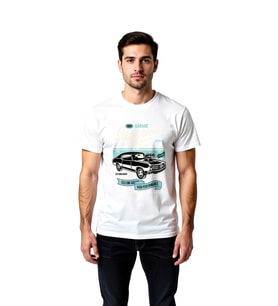 Erkek Retro Garaj Baskılı Tişört %100 Pamuk Klasik Otomobil Temalı Günlük Rahat Kesim Modern Şık