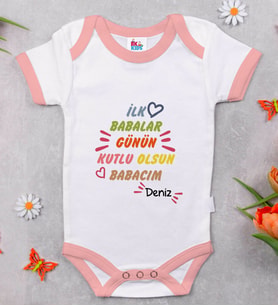 BK Kids Kişiye Özel Pembe Bebek Body Zıbın - Model 11