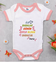 BK Kids Kişiye Özel Pembe Bebek Body Zıbın - Model 11