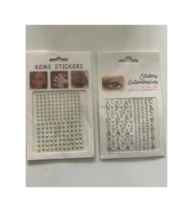 2 Kartela Birden Face Gems Yapışkanlı Yüz Taşı Seti