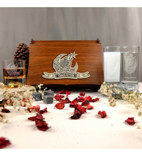 Bozkurt Figürlü Kişiye Özel Rakı ve Taşlı Viski Kadehi Seti