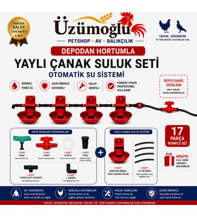 Otomatik Yaylı Çanak Suluk Seti 17 Parça 5’li Tavuk Güvercin Bıldırcın Suluk Sistemi Depodan Hortumla Kullanım