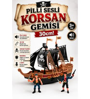 Pilli Sesli ve Işıklı Hareketli Oyuncak Korsan Gemisi 30 cm - 2 Adet Figürlü Macera Seti