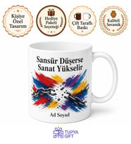 Sanat Sansürüne Karşı Duranlara Özgür Fırçalar Sınırsız İfade Kupa Bardak Hediye