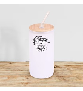 BK Gift İsimli Dad Tasarımlı Beyaz Renk Pipetli Buzlu Cam Bardak 600ml - 8, Babaya Hediye, Doğum Günü Hediyesi