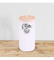 BK Gift İsimli Dad Tasarımlı Beyaz Renk Pipetli Buzlu Cam Bardak 600ml - 8, Babaya Hediye, Doğum Günü Hediyesi
