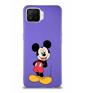 Oppo A73 Soft Premier Kapak Mickey Mouse-B Tasarımlı Silikon Kılıf - Mor (Şeffaf)