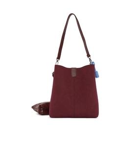 BAGMORİ Biritli Mıknatıslı Nubuk Çanta (Bordo)
