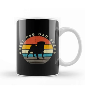 Mens Best Pug Dad Ever Funny Pug Dog Vintage Gifts Köpek Kupa Bardak Porselen