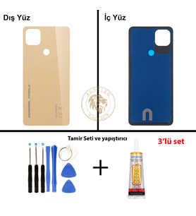 General Mobile Vida Seti + Yapıştırıcı Gm 22 Gold Yapıştırıcı B-7000 Yapıştırıcı Vida Seti Arka Kapak Arka Cam Batarya Kapağı Lazer Kesim Kapak Pil Kapağı Back Cover