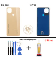 General Mobile Vida Seti + Yapıştırıcı Gm 22 Gold Yapıştırıcı B-7000 Yapıştırıcı Vida Seti Arka Kapak Arka Cam Batarya Kapağı Lazer Kesim Kapak Pil Kapağı Back Cover