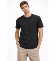Erkek Bisiklet Yaka Tişört Regular Kalıp Basic Pamuklu Günlük Kullanım T-shirt - Siyah
