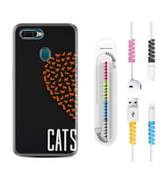 Oppo A5S A15 A16 A54 A55 A73 A74 Kılıf Kablo Koruma Spiral Silikon Cats 1792