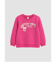 LC WAIKIKI Fuşya Baskılı Kız Çocuk Kalın Sweatshirt