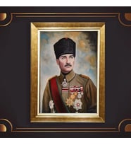 Altın Varaklı Çerçeveli Paspartulu Atatürk Tablo z5063 (Gold)
