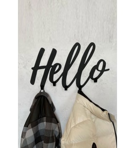 Hello Yazılı Elbise Askısı - Metal Askılık - Portmanto