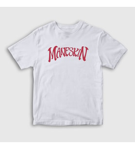 Presmono Unisex Çocuk Beyaz Round Logo Band Maneskin T-Shirt 362357tt (Beyaz)