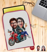 BK Gift Kişiye Özel Sevgililer Karikatürlü Taşınabilir Koruyucu Tablet Kılıfı & Organizer Çanta - Pembe-97