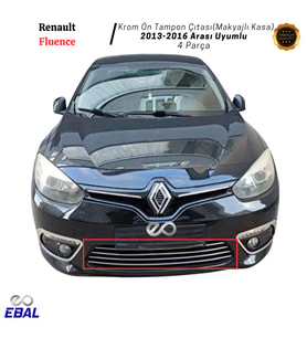 Renault Fluence Krom Ön Tampon Çıtası 4 Parça 2013-2016 P.Çelik Makyajlı Kasa