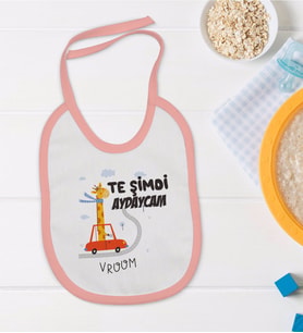 BK Kids Te Şimdi Tasarımlı Pembe Bebek Mama Önlüğü-1
