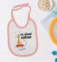 BK Kids Te Şimdi Tasarımlı Pembe Bebek Mama Önlüğü-1