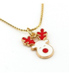 Yılbaşı Yeni Yıl Geyik Noel Çelik Zincir Kadın Kolye Q0755
