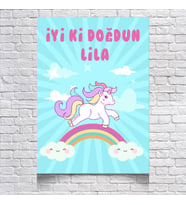 Unicorn Temalı Doğum Günü Afişi