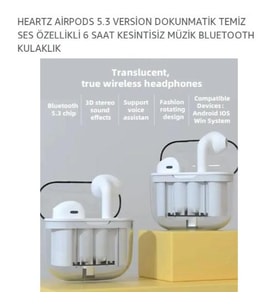 Bluetooth Kulaklık Airpods 5. 3 Version Dokunmatik Temiz Ses Özellikli 6 Saat Kesintisiz Müzik