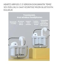 Bluetooth Kulaklık Airpods 5. 3 Version Dokunmatik Temiz Ses Özellikli 6 Saat Kesintisiz Müzik