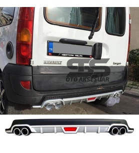 Renault Kangoo Difüzör Arka Tampon Eki 4 Egzoz Çıkışlı Gri Tip