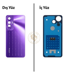 Infinix Hot 20S Mor Uyumlu Arka Kapak Arka Cam Batarya Pil Kapağı Lazer Kesim Back Cover