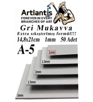 A5 Mukavva Gri 1.0mm 50 Adet 1 Paket 14,8x21 cm A-5 Mukavva 1,0 mm Kalınlığında A-5 Mukavva