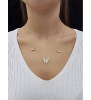 3 Lü Kelebek Kolye 18K Altın Kaplama Kolye (Karışık)