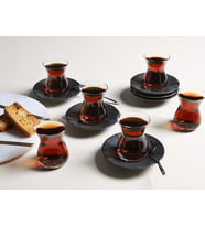 PORLAND SEASONS SİYAH 12 PARÇA 6 KİŞİLİK ÇAY TAKIMI