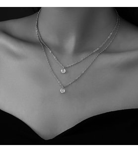 Işıltılı Elegans: Katmanlı Gümüş Renkli Zirkon Taşlı Kolye - Modern Zarafet Güzel Şık Zarif Retro Kombine Uyumlu Doğum Günü Yıldönümü Eşe Hanıma Sevgiliye Kız Kardeşe Arkadaşa Dosta