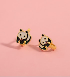 925 Ayar Gümüş Mineli Panda Çocuk Küpesi