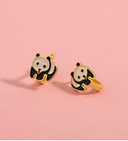 925 Ayar Gümüş Mineli Panda Çocuk Küpesi