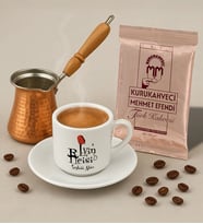 BK Gift Kişiye Özel İsimli Evin Reisi Tasarımlı Türk Kahvesi Fincanı & Bakır Cezve & Türk Kahvesi Seti-1, Arkadaş Hediye, Sevgiliye Hediye