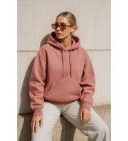 Kadın Kapüşonlu Cepli Mercan Sweatshirt