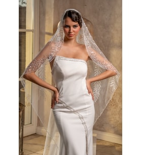 Gelinlik Duvağı Ve Nikah Duvağı Taraklı 230 Cm , Desenli Gelin Duvağı (Beyaz)