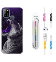 INFINIX Smart 4 5 6 Zero 8 S5 Pro Kılıf Kablo Koruma Spiral Silikon Purple Leopar 1750